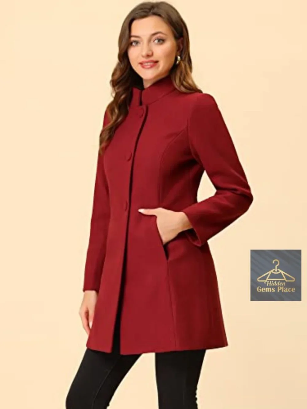 Women's Winter Mid-Long Peacoat Wool Blend Single Breasted Coat